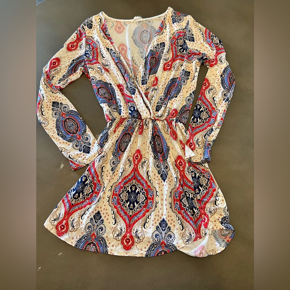StyleRack Women’s Longsleeve Mini Dress, Abstract Print size L